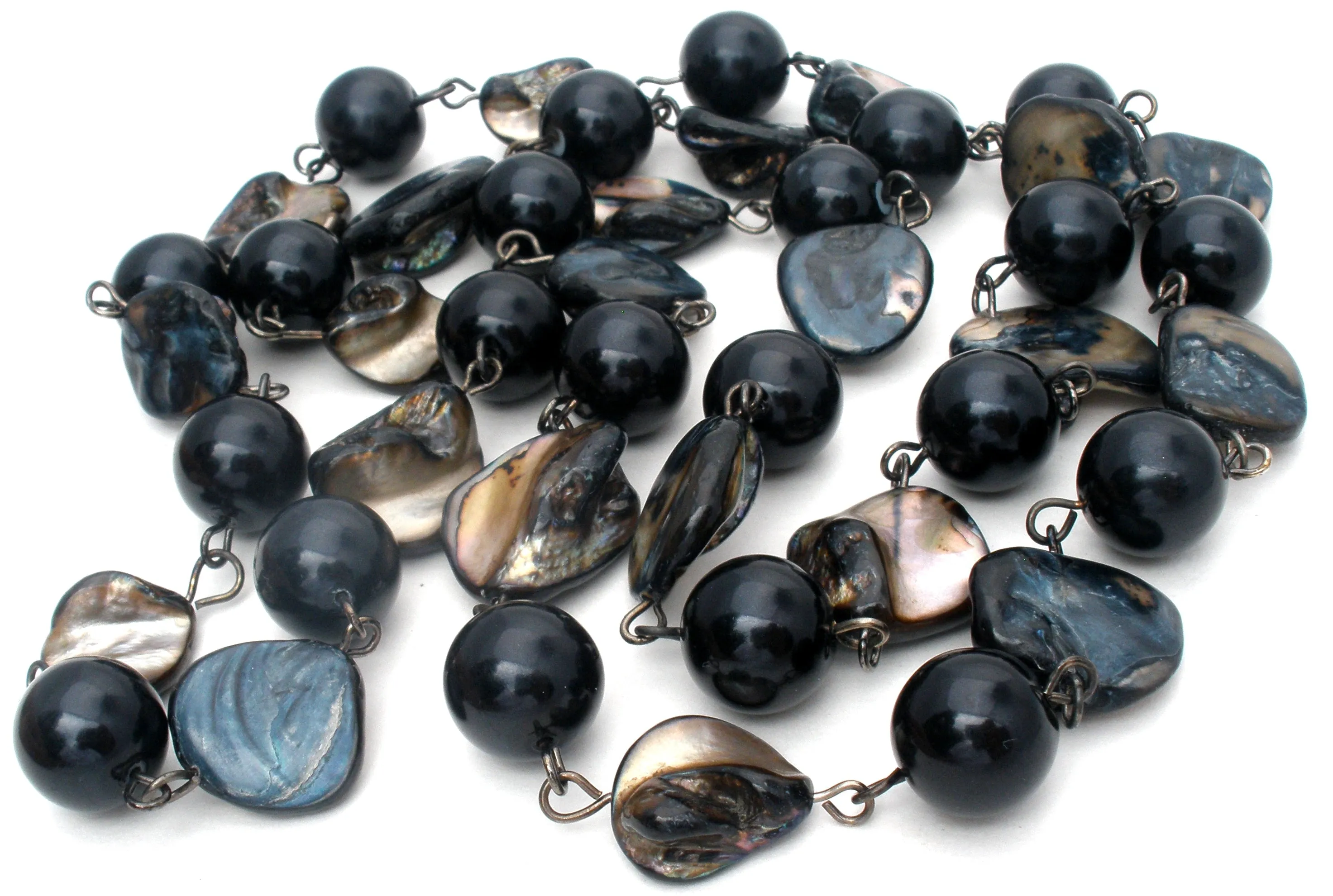 Abalone Shell & Black Onyx Bead Necklace