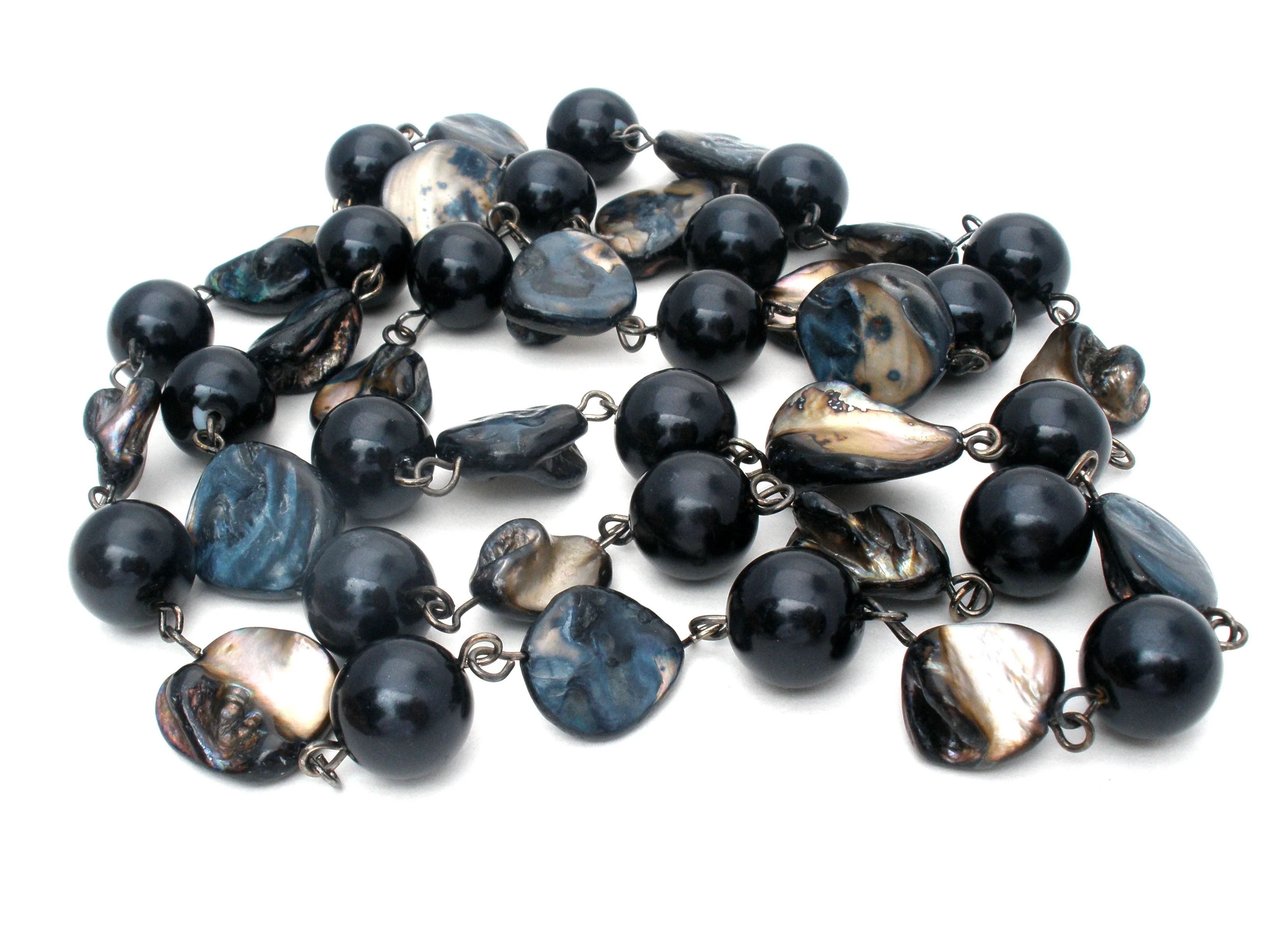 Abalone Shell & Black Onyx Bead Necklace