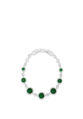 Absolute Silver Emerald Green Round Stone Bracelet, B2055EM