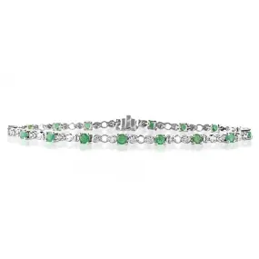 Acotis Diamonds 9K White Gold 0.17ct Diamond Emerald Bracelet G1404