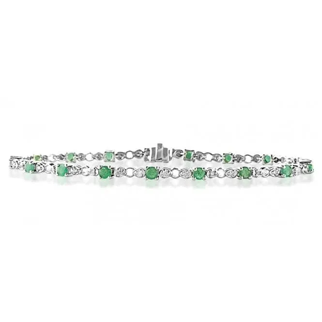 Acotis Diamonds 9K White Gold 0.17ct Diamond Emerald Bracelet G1404