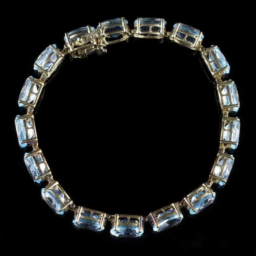 Antique Art Deco Blue Topaz Bracelet Gold Circa 1920 Set