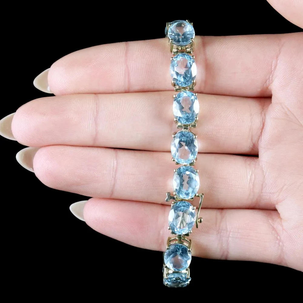 Antique Art Deco Blue Topaz Bracelet Gold Circa 1920 Set