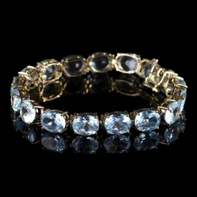 Antique Art Deco Blue Topaz Bracelet Gold Circa 1920 Set