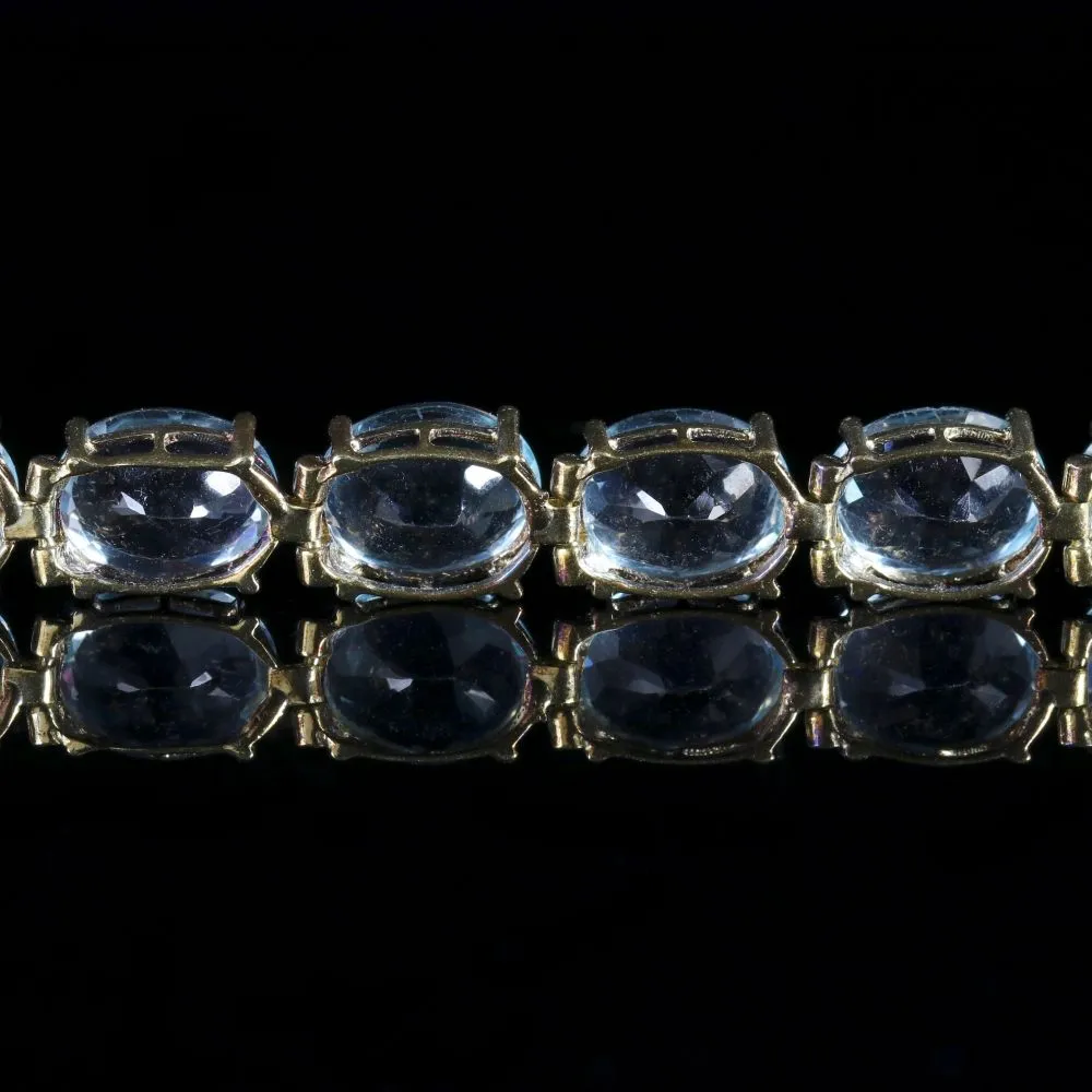 Antique Art Deco Blue Topaz Bracelet Gold Circa 1920 Set