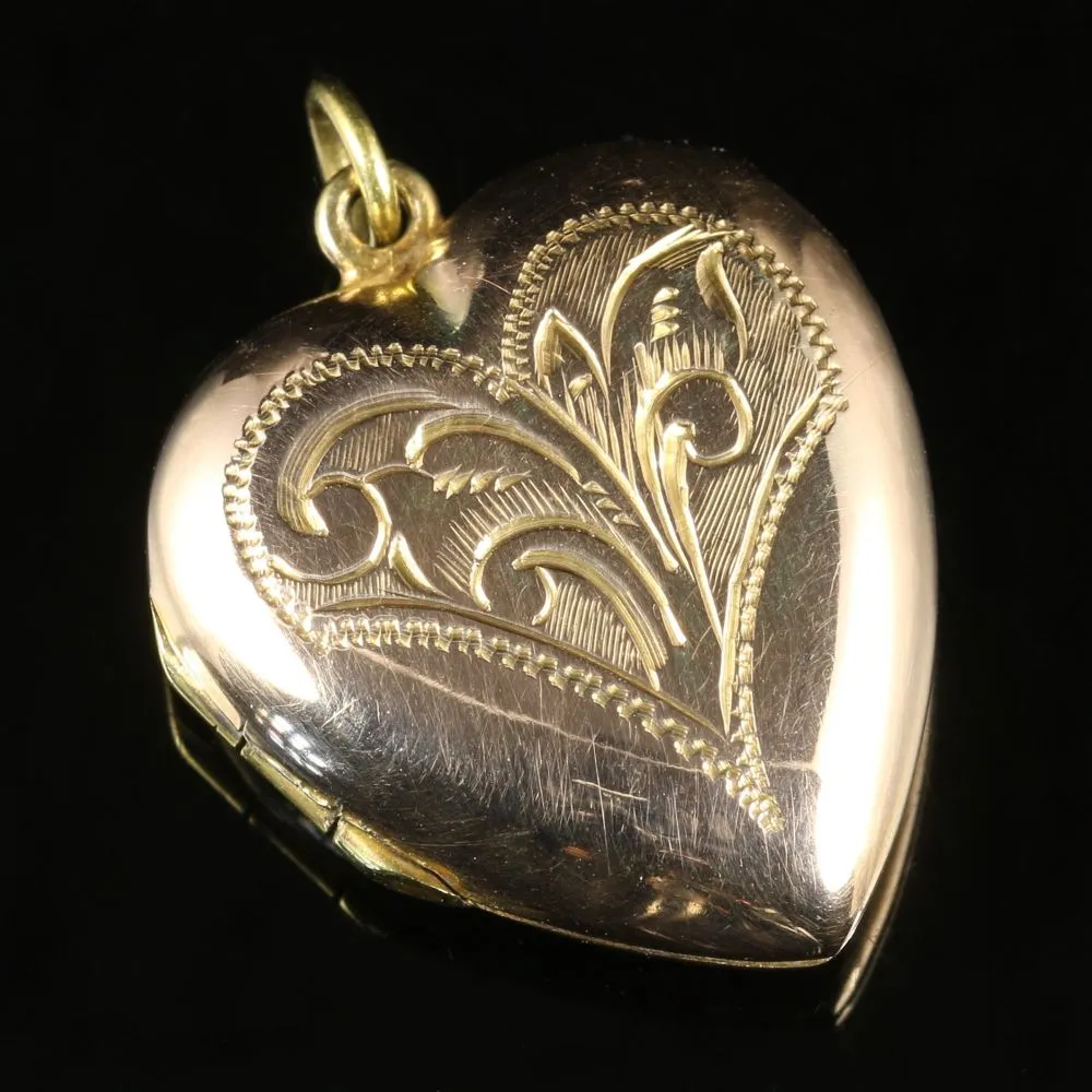 Antique Victorian 9Ct Gold Heart Locket Circa 1890