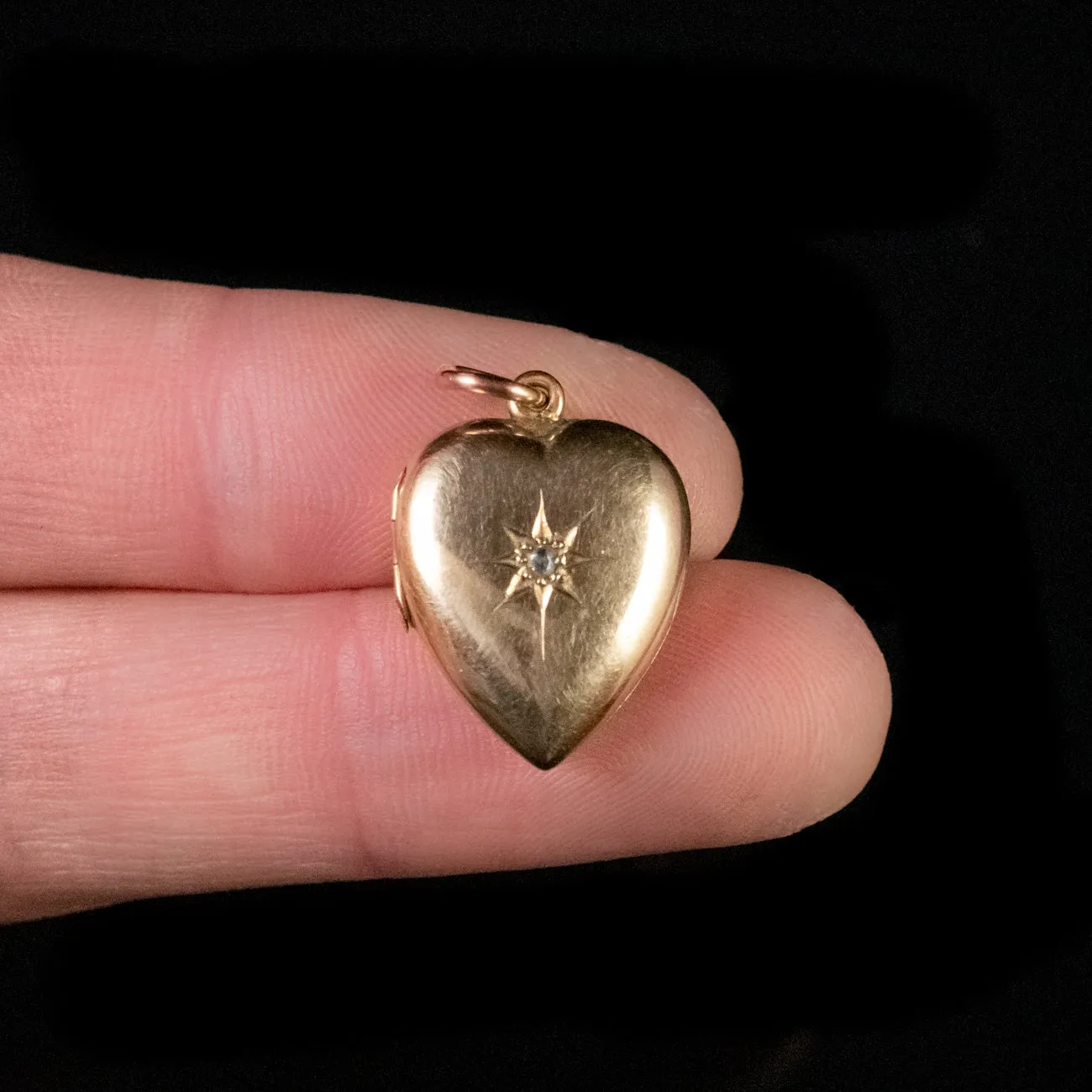 Antique Victorian Diamond Heart Locket 15Ct Gold Circa 1900