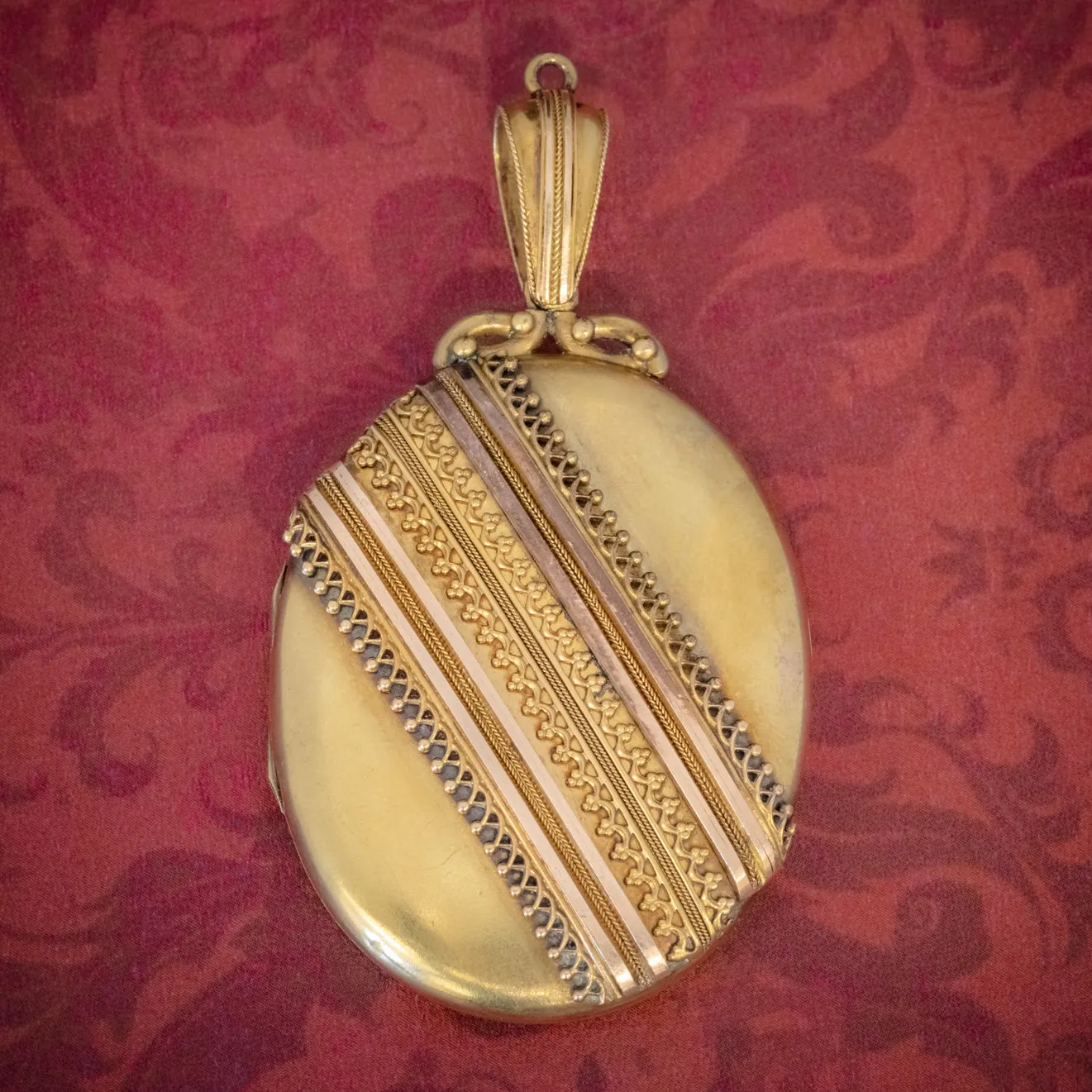 Antique Victorian Etruscan Revival Locket 18Ct Gold Circa 1880