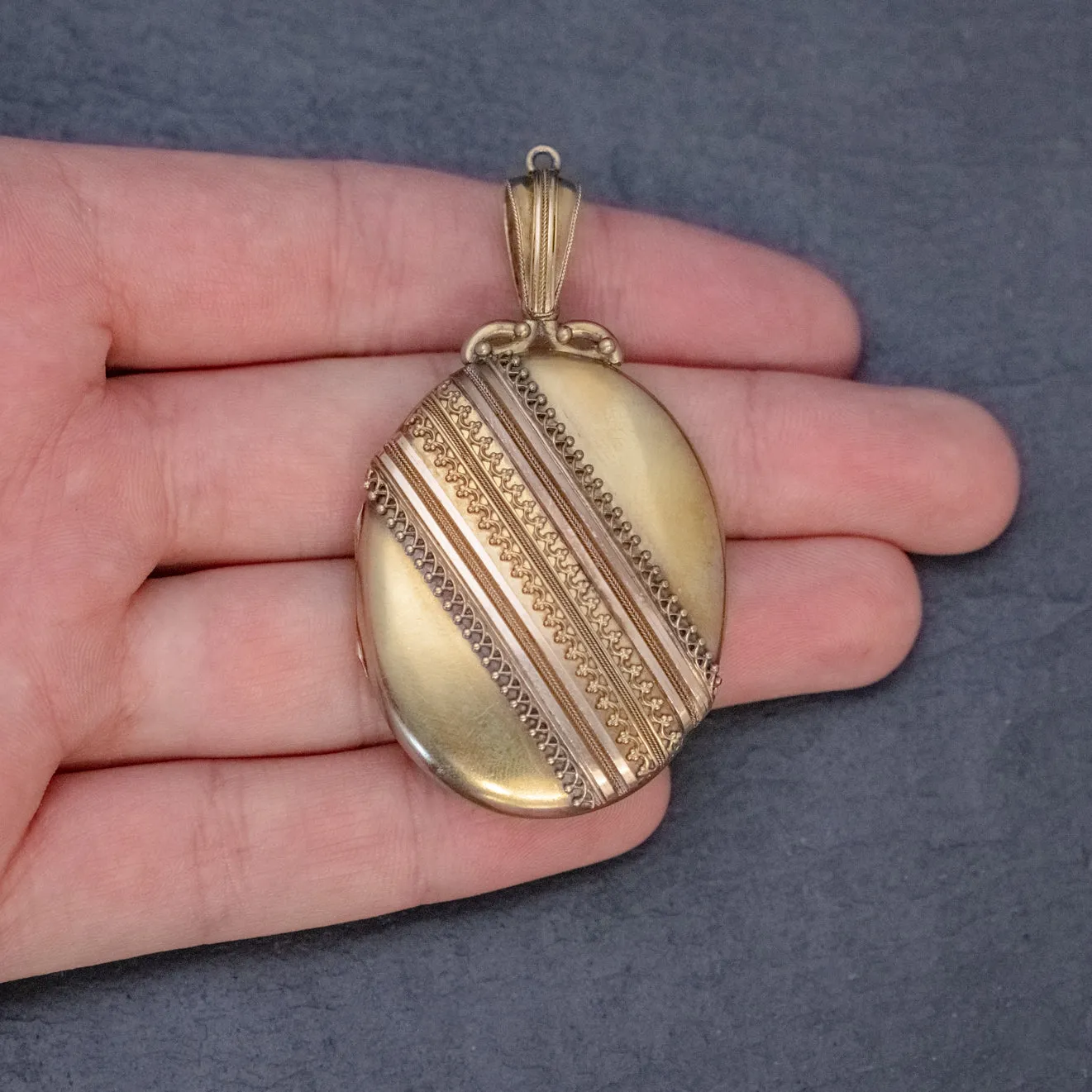 Antique Victorian Etruscan Revival Locket 18Ct Gold Circa 1880