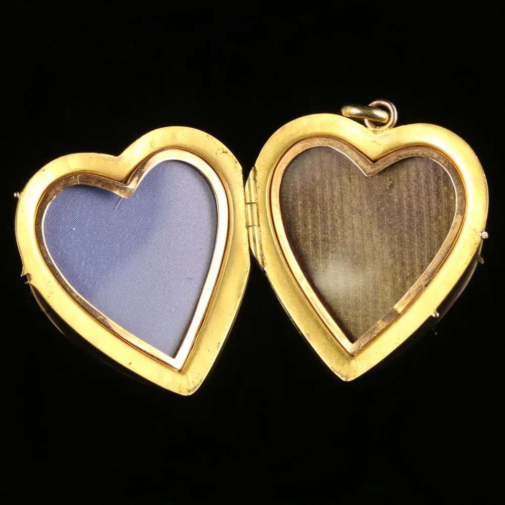 Antique Victorian Gold Heart Locket Ruby Pearl Circa 1880