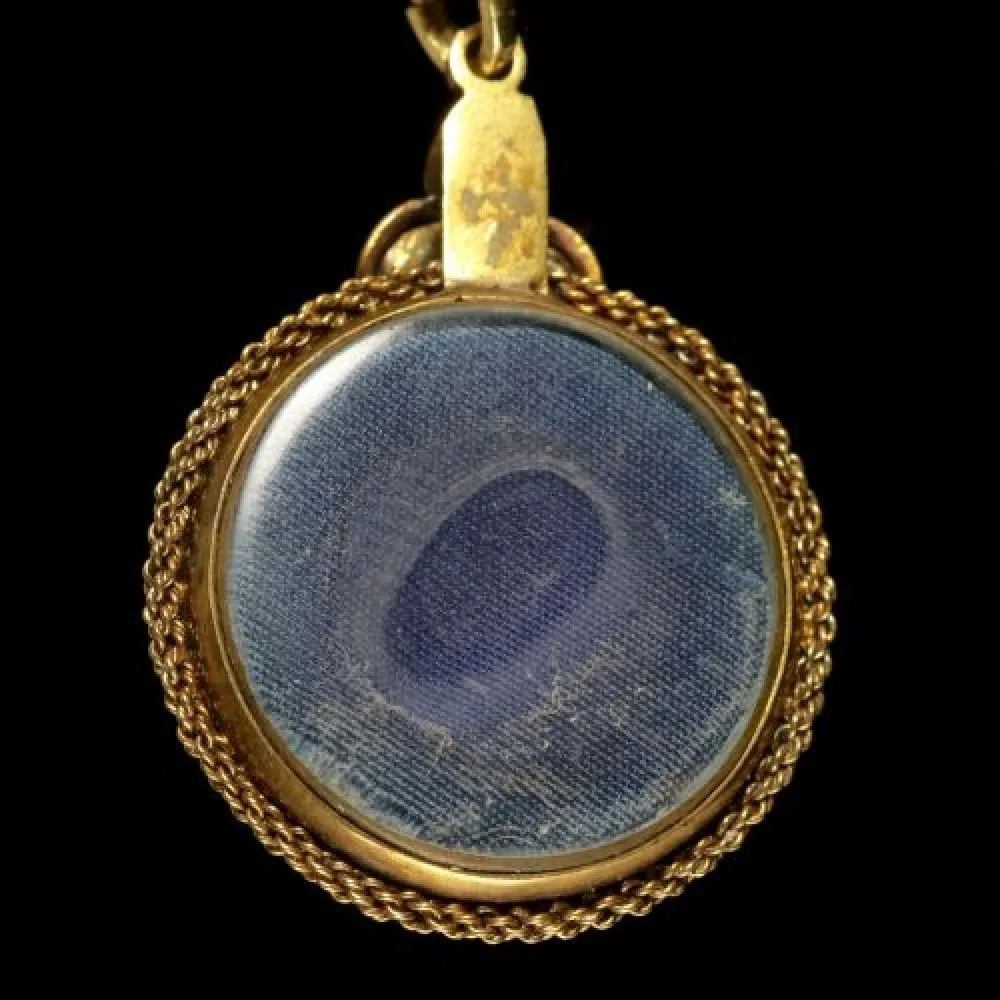 Antique Victorian Gold Turquoise Locket Pendant Necklace Circa 1880