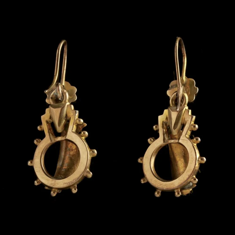 Antique Victorian Regard Earrings 18Ct Gold Circa 1900