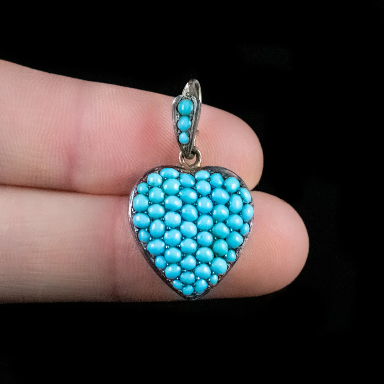 Antique Victorian Turquoise Heart Locket 18Ct Gold Silver Circa 1860