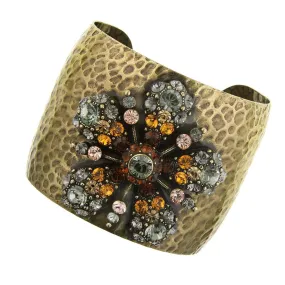 Antiquities Couture Flower Glitz Austrian Crystal Hammered Cuff Bracelet