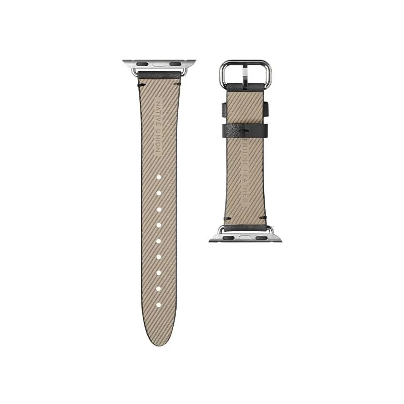 Apple Watch (38/40/SE/41/42mm) Native Union Classic Strap Ægte Læder Rem - Sort