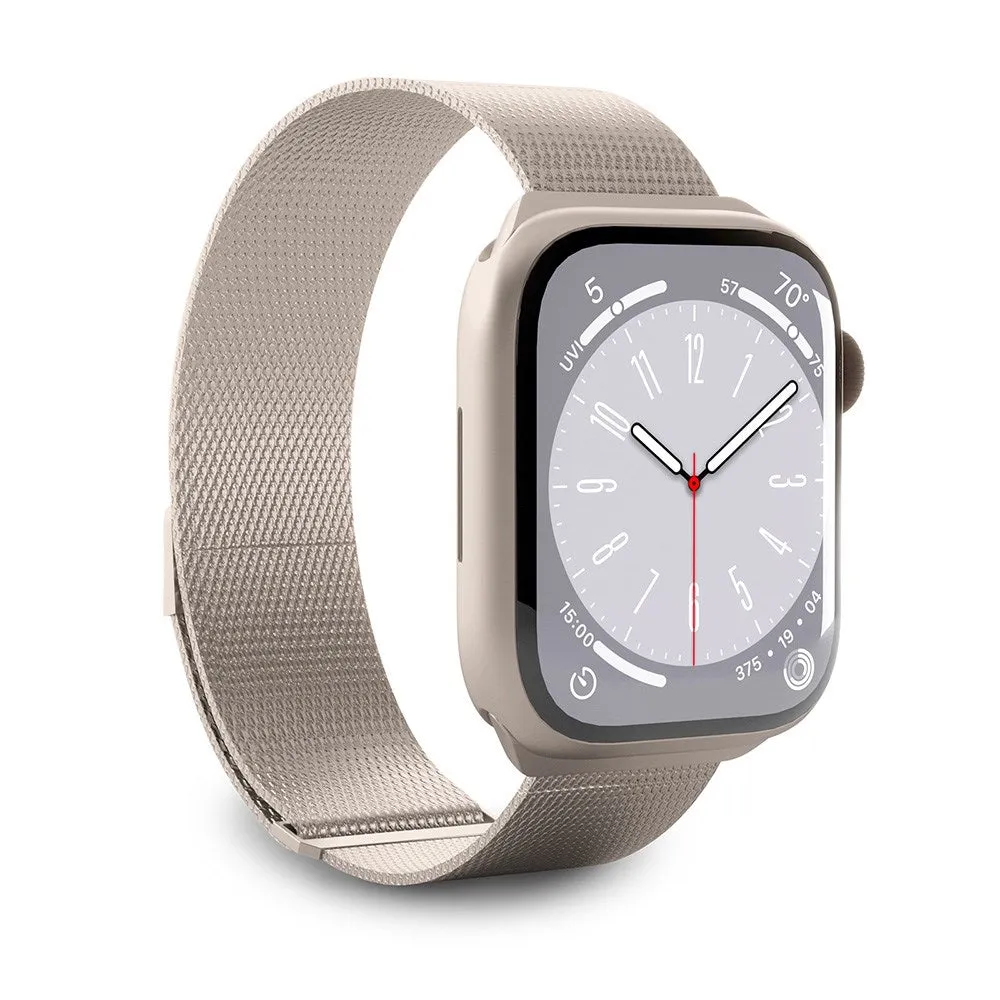 Apple Watch (38/40/SE/41/42mm) Puro MILANESE Rustfri Stål Urrem - Champagne