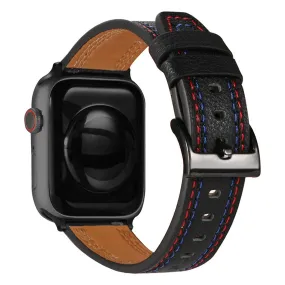 Apple Watch (41mm) stylish genuine leather watch strap - Black