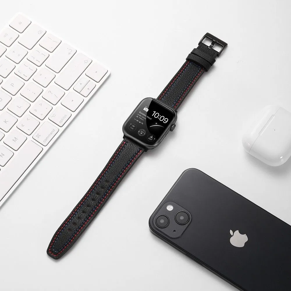 Apple Watch (41mm) stylish genuine leather watch strap - Black