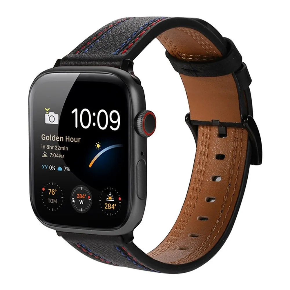 Apple Watch (41mm) stylish genuine leather watch strap - Black