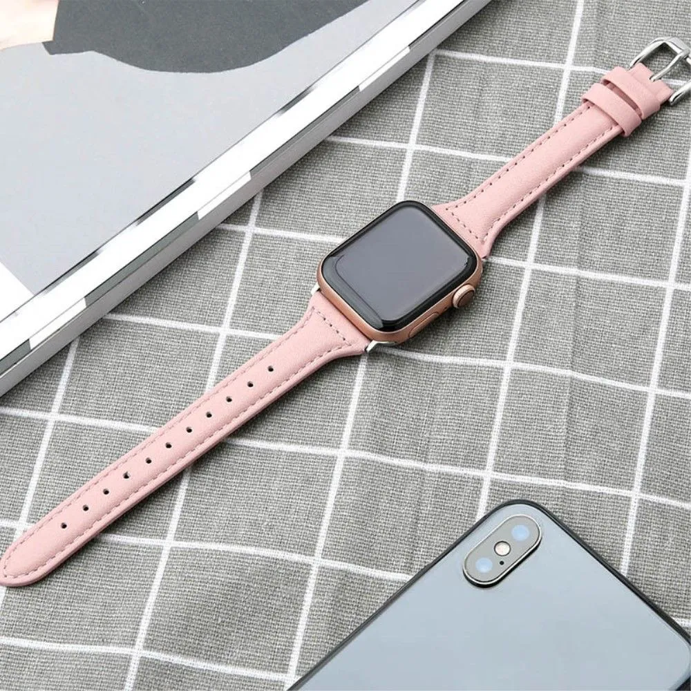 Apple Watch (45mm) B6 genuine leather watch strap - Rose Pink / Size: L