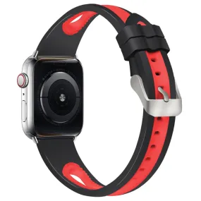 Apple Watch (45mm) bi-color silicone watch strap - Black / Red