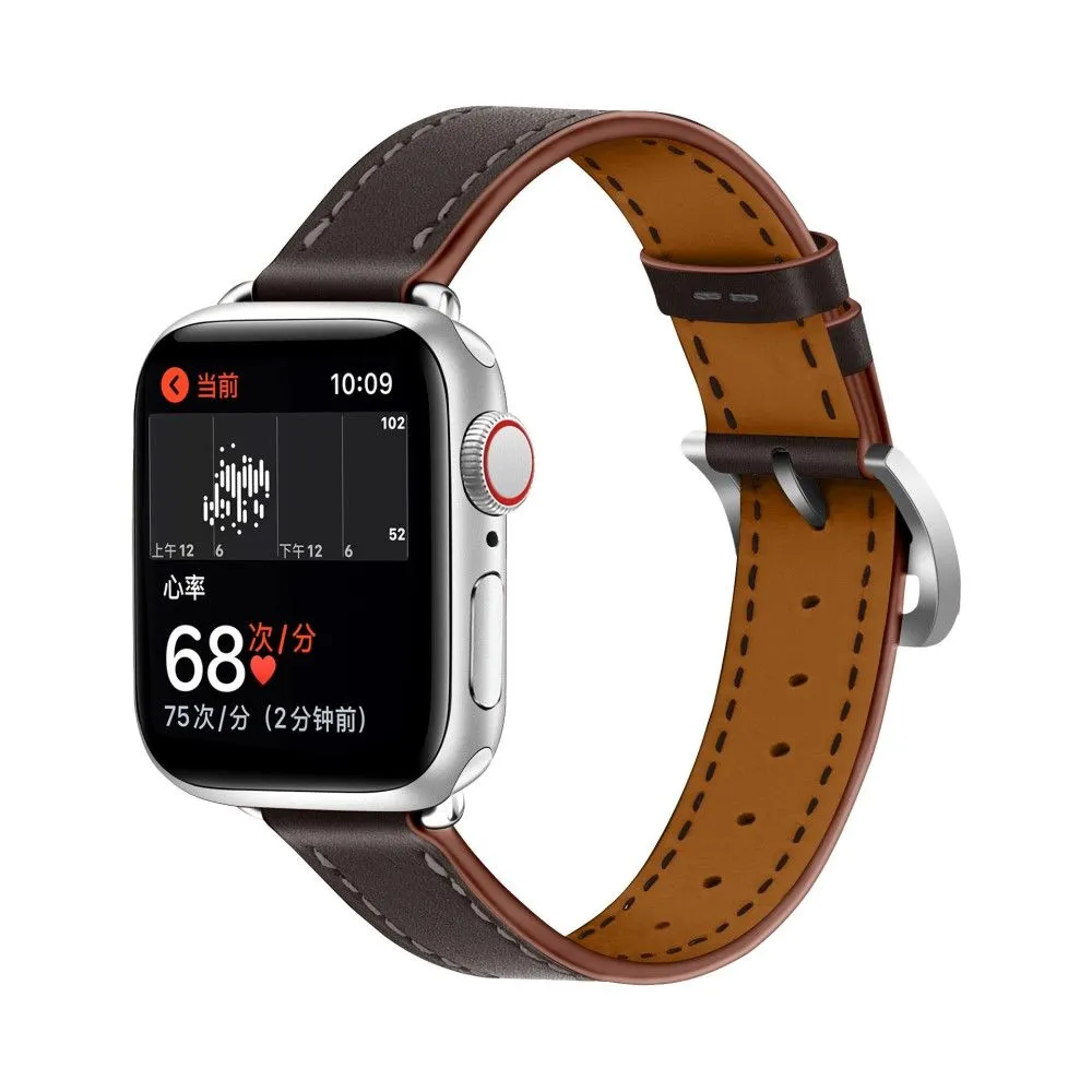 Apple Watch (45mm) breathable genuine leather watch strap - Coffee