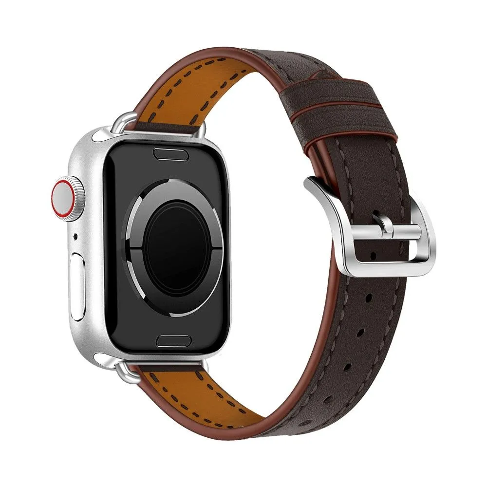 Apple Watch (45mm) breathable genuine leather watch strap - Coffee