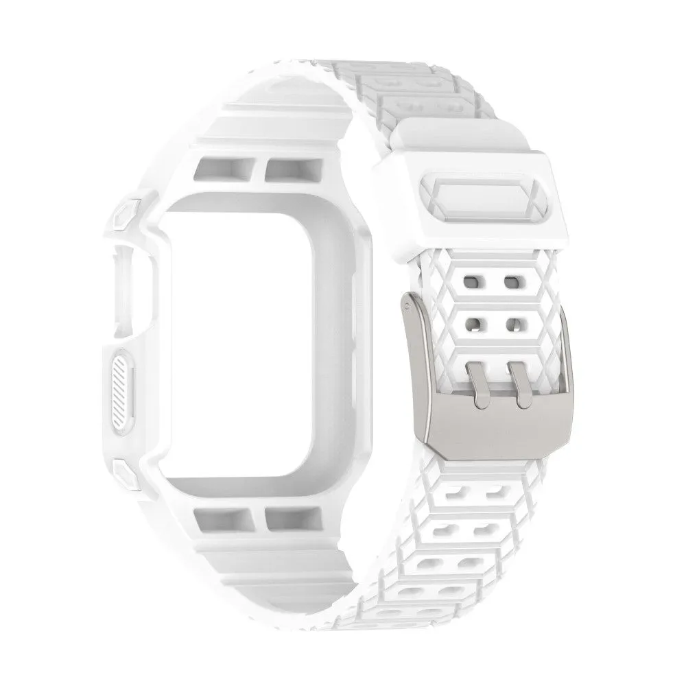 Apple Watch (45mm) color contrast watch strap    protective case - White / White