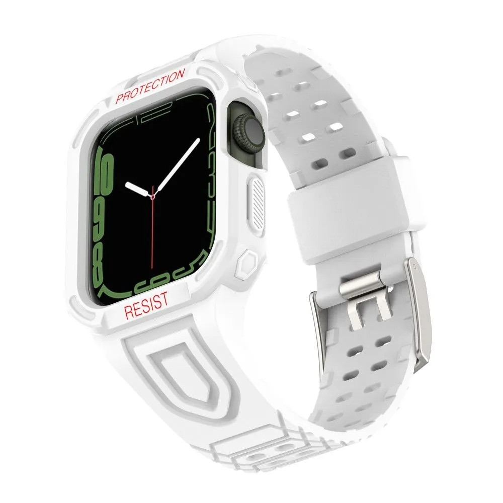 Apple Watch (45mm) color contrast watch strap    protective case - White / White