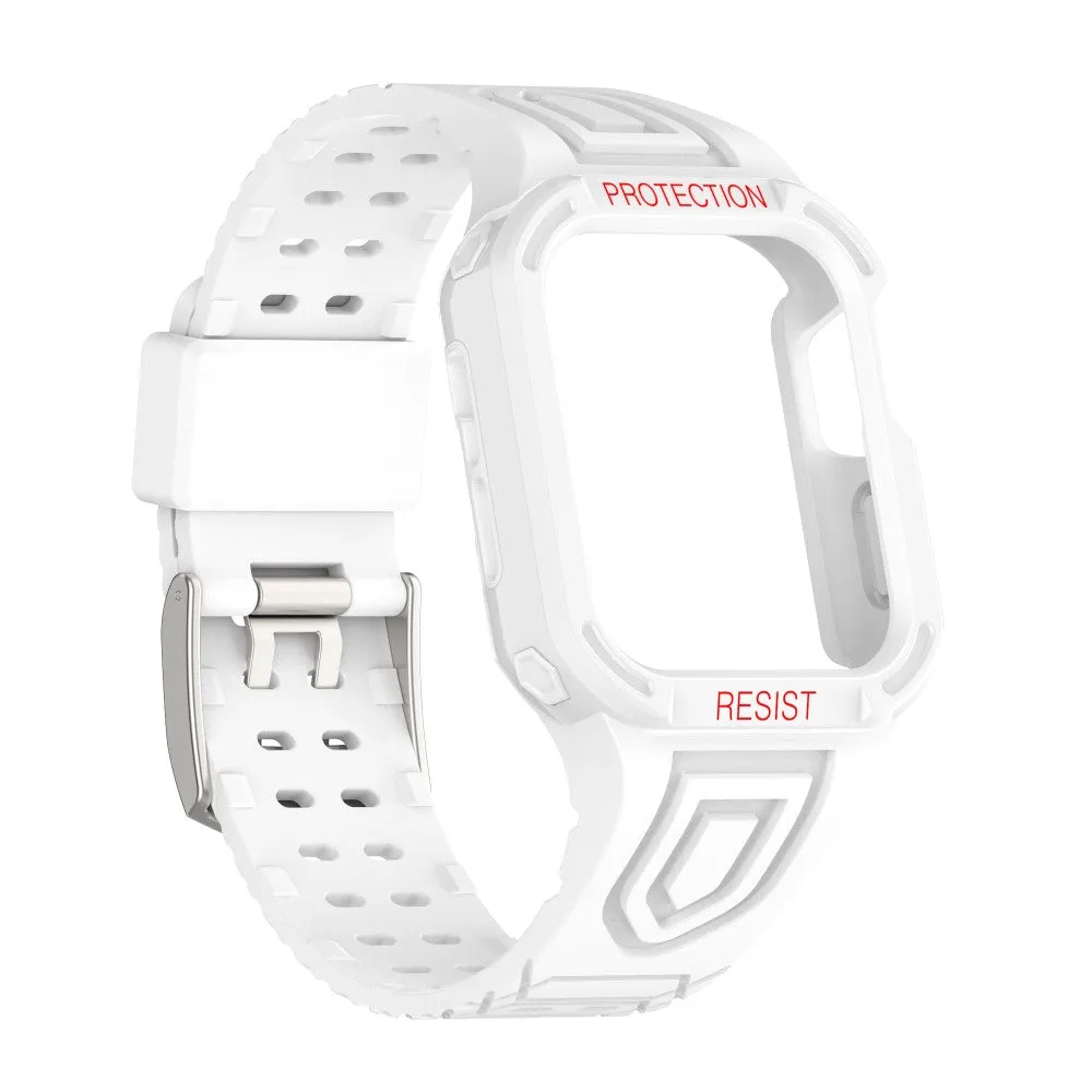 Apple Watch (45mm) color contrast watch strap    protective case - White / White