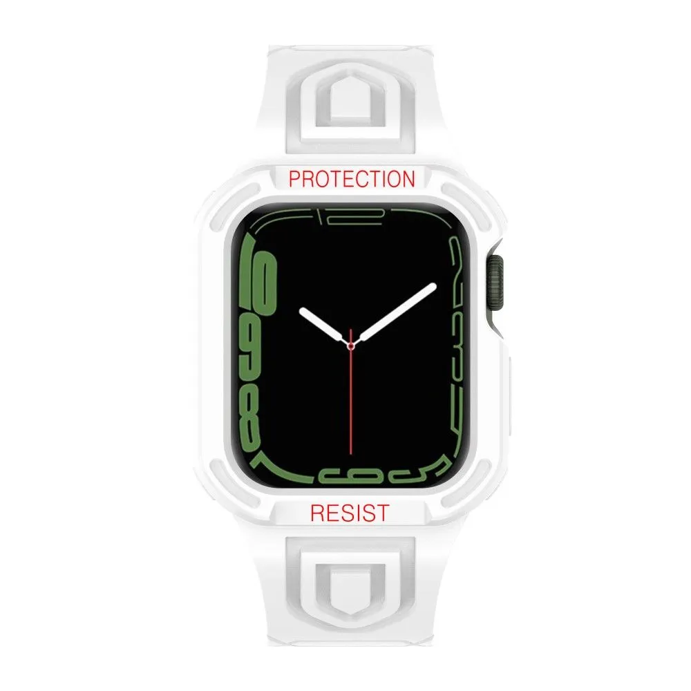 Apple Watch (45mm) color contrast watch strap    protective case - White / White