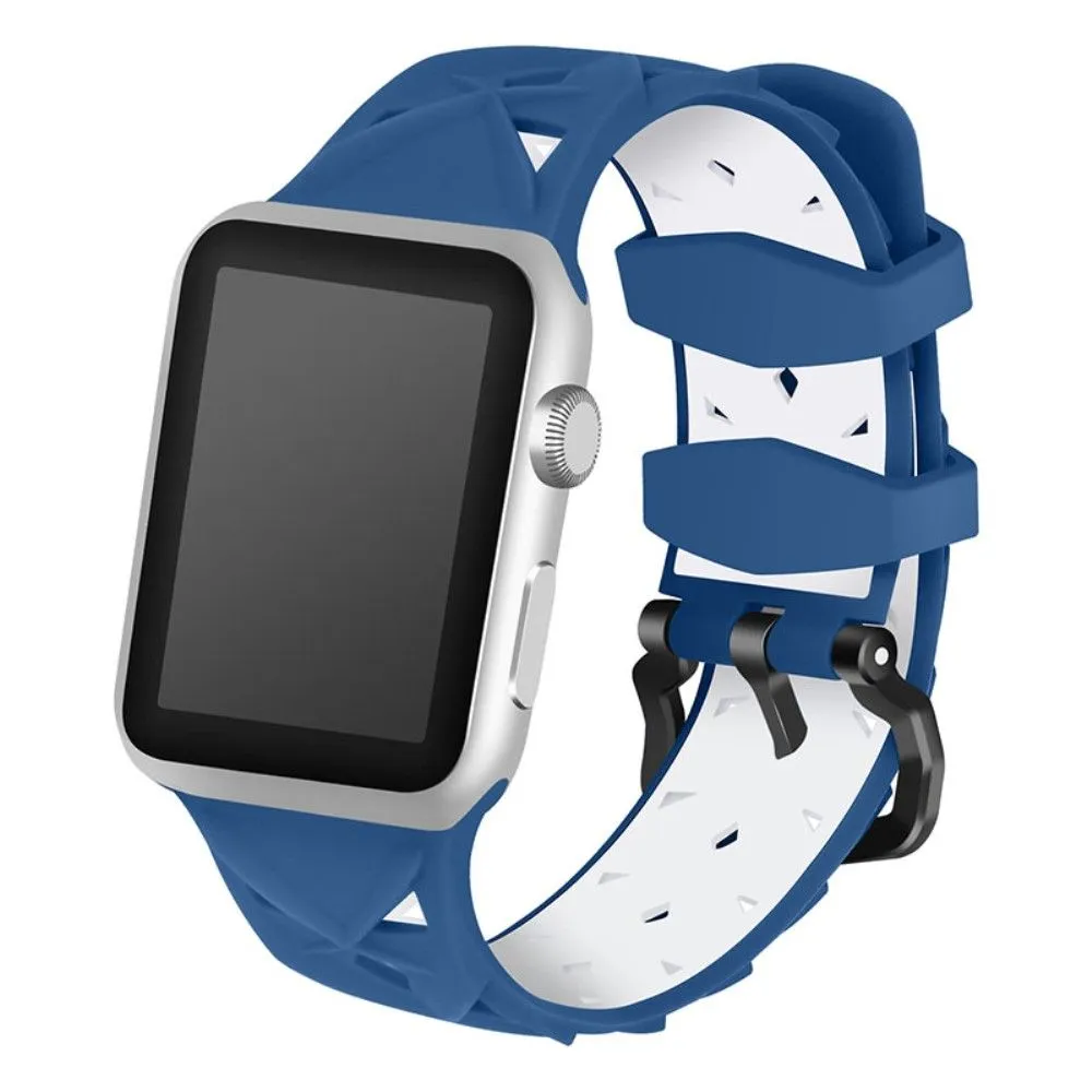 Apple Watch (45mm) dual color rhombus silicone watch strap - Blue / White