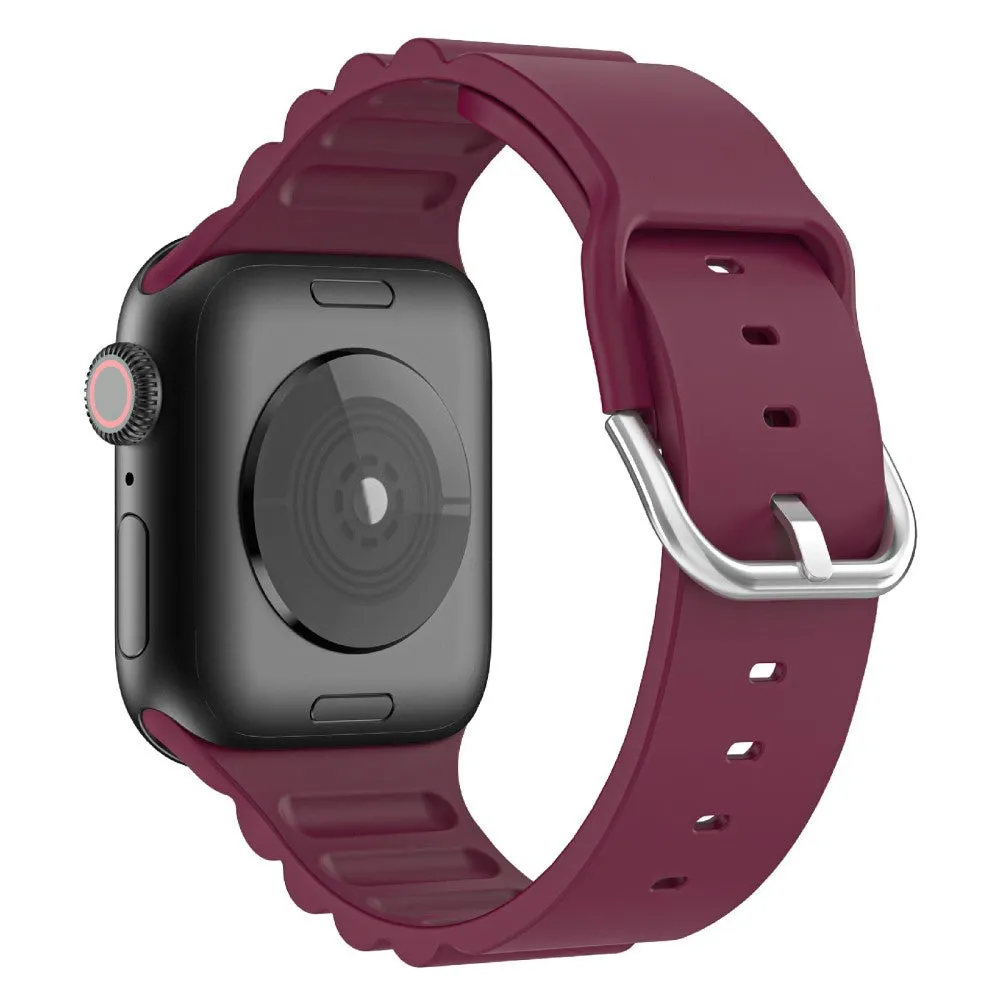 Apple Watch (45mm) horizontal stripe silicone watch strap - Wine Red