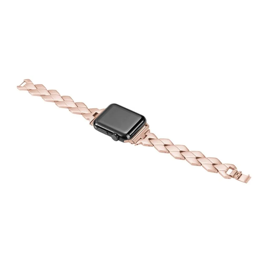 Apple Watch (45mm) stainless steel rhombus link watch strap - Retro Gold