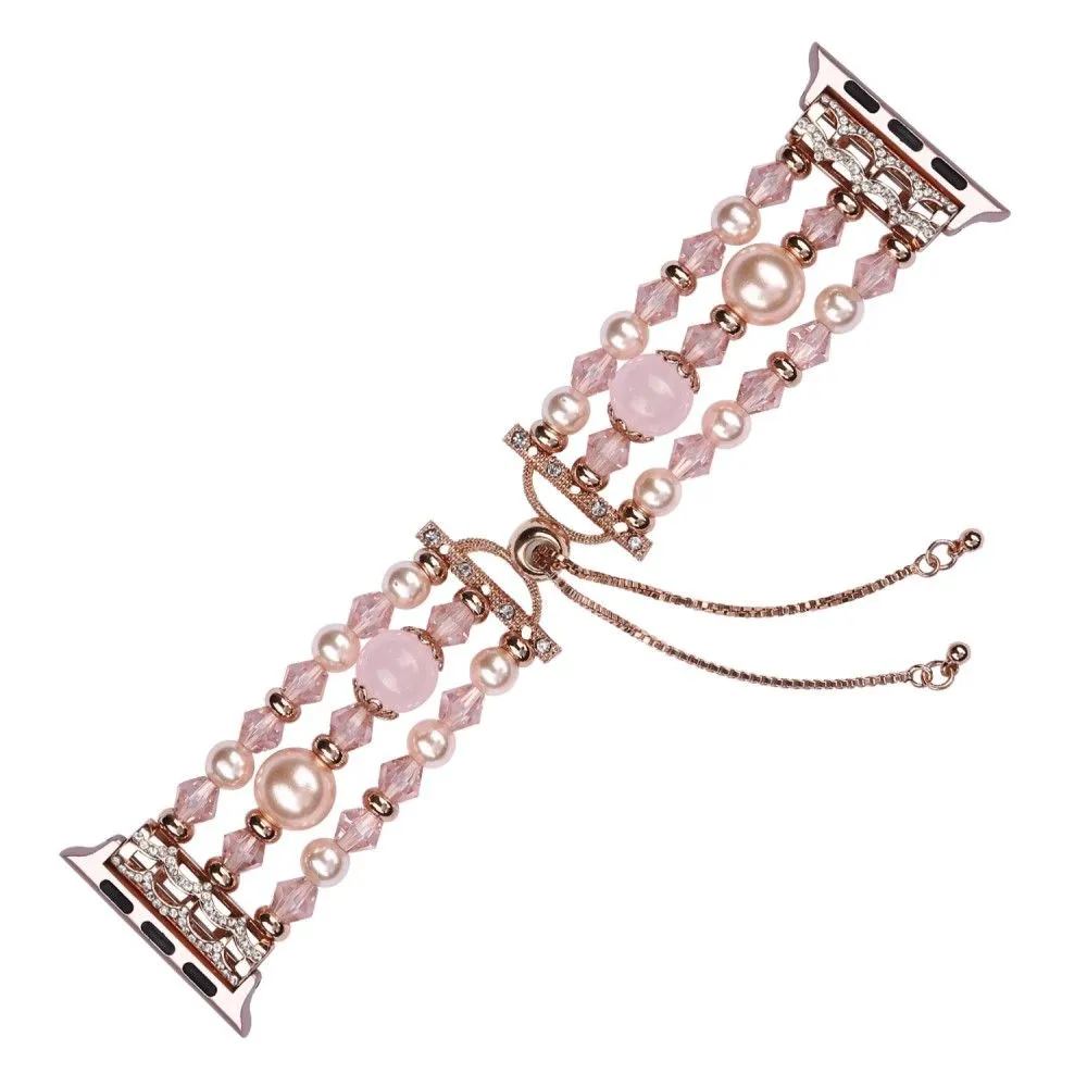 Apple Watch (45mm) stylish agate pearl watch strap - Agate / Pink