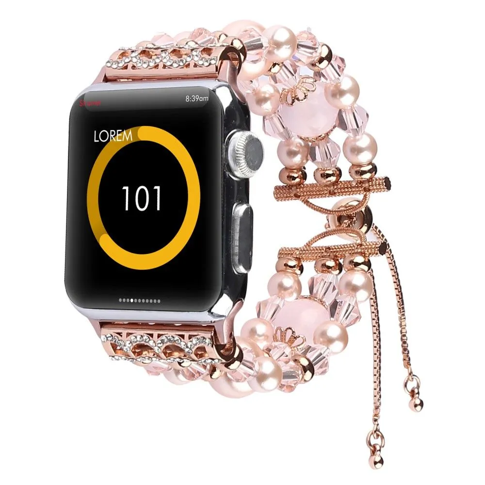 Apple Watch (45mm) stylish agate pearl watch strap - Agate / Pink