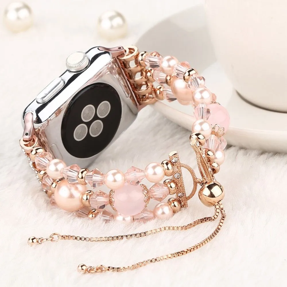 Apple Watch (45mm) stylish agate pearl watch strap - Agate / Pink