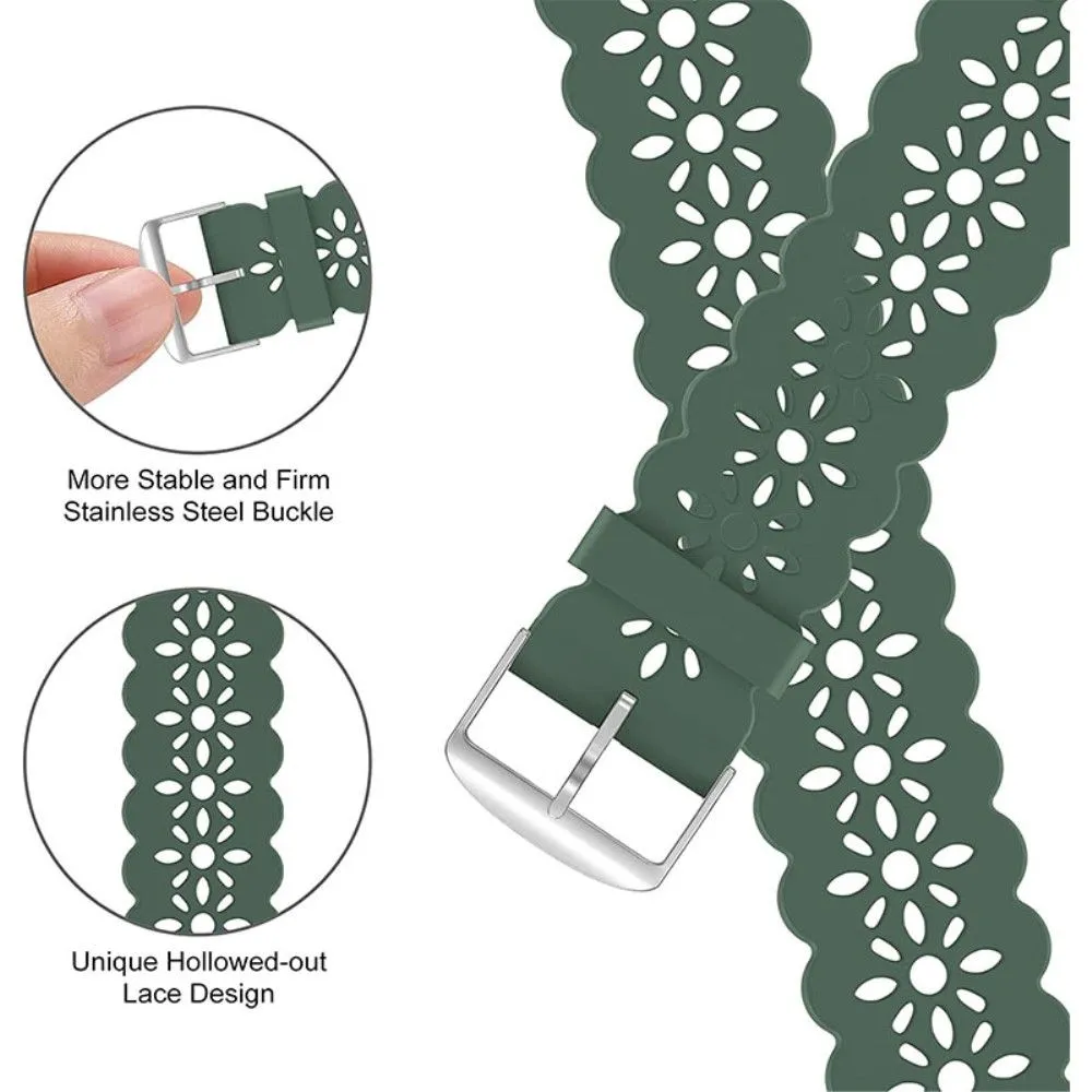 Apple Watch (45mm) stylish blossom silicone watch strap - Dark Green