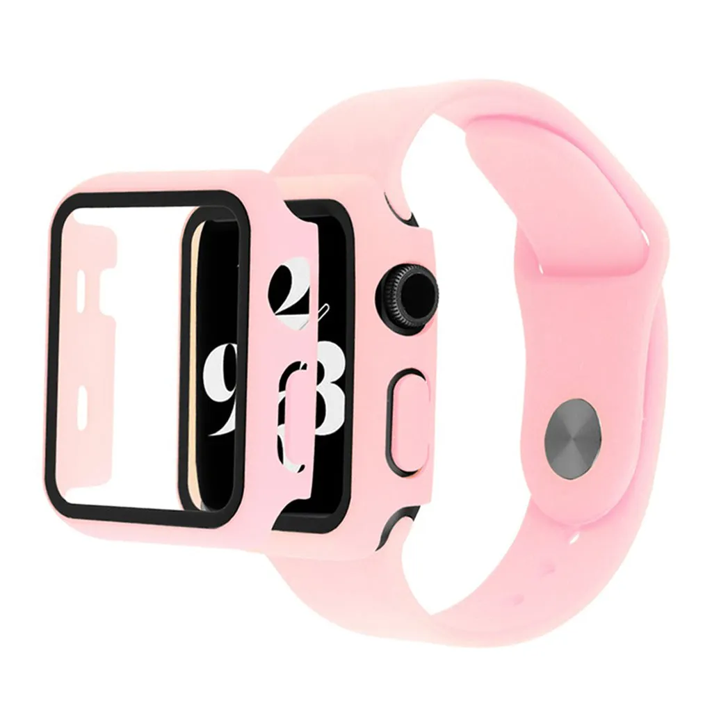 Apple Watch Series 6 / 5 40mm cover with tempered glass   watch band - Deep Pink