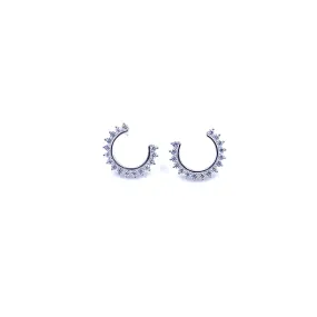 Ashley Gold Sterling Silver Half Moon CZ Stud Earrings