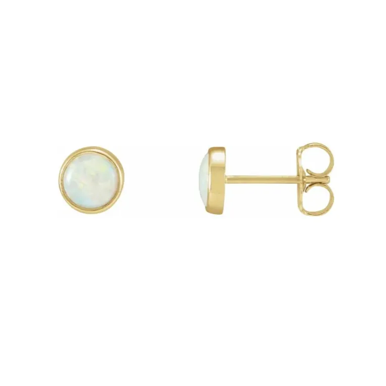 Australian White Opal Bezel Earrings