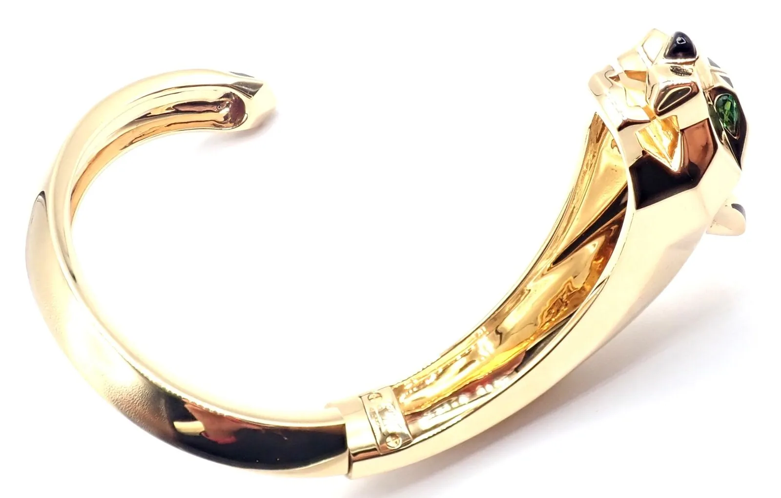 Authentic! Cartier Panther Panthere 18k Yellow Gold Bangle Bracelet Size 16 Cert