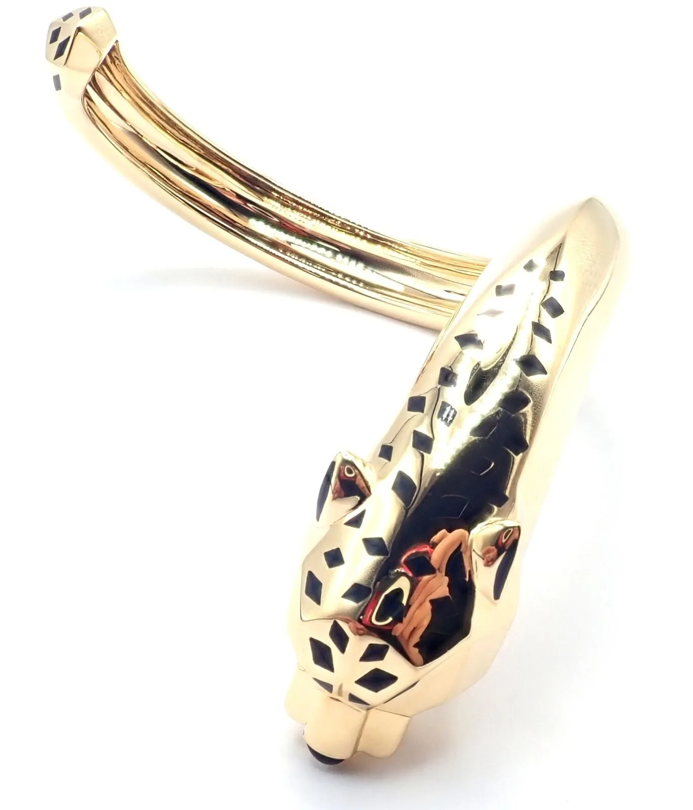 Authentic! Cartier Panther Panthere 18k Yellow Gold Bangle Bracelet Size 16 Cert