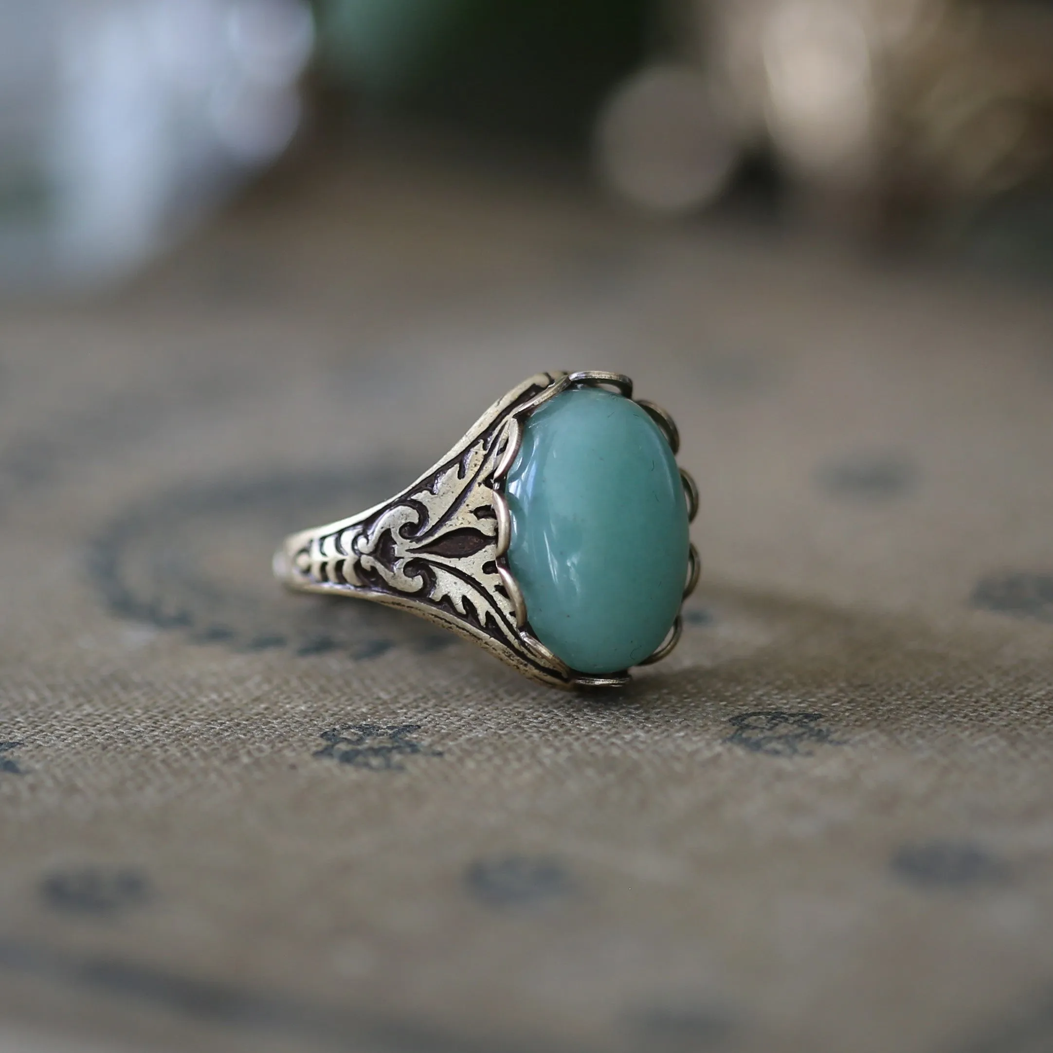 Aventurine Stone Vintage Style Necklaces, Rings and Earrings Jewelry Collection