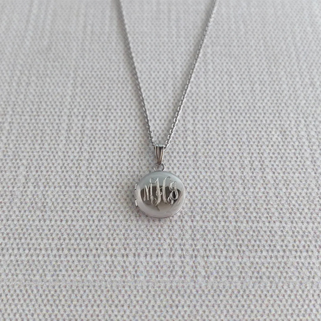 Baby Sterling Silver Round Locket Necklace