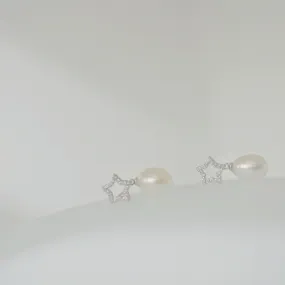 Baroque-pearl Star Sterling Sliver Earrings