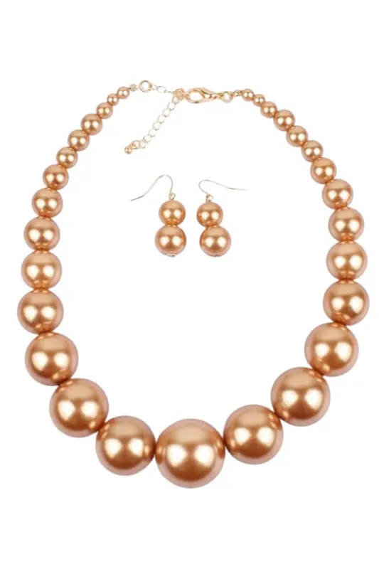 Beaded Pearl Statement Necklace and Earring Set