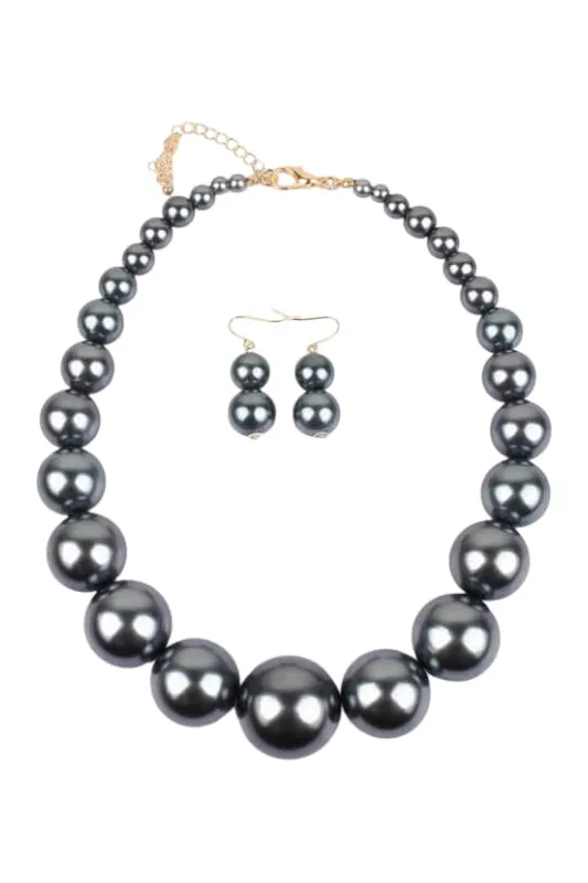 Beaded Pearl Statement Necklace and Earring Set