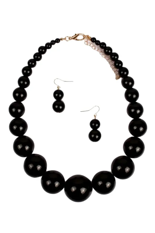 Beaded Pearl Statement Necklace and Earring Set