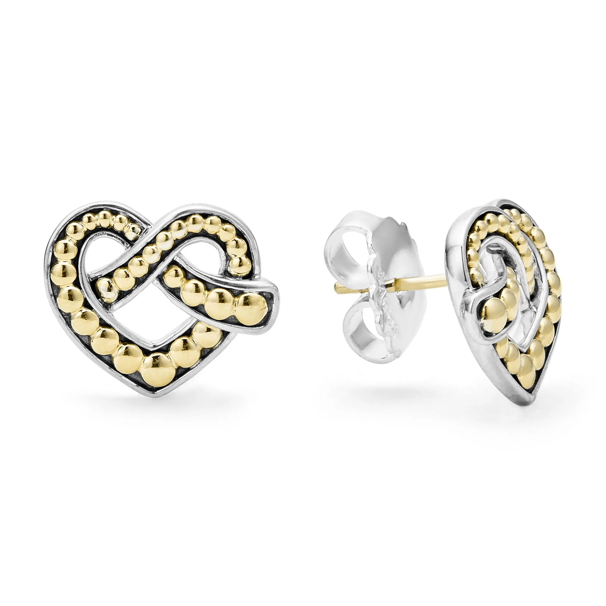 Beloved Two-Tone Heart Stud Earrings